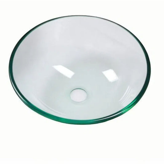 Artistic Tempered Glass Vessel Sink With Pop Up Drain