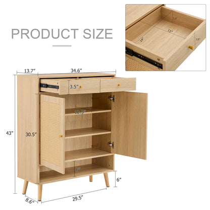 Modern Minimalist Rattan Shoe Cabinet, Elegant Storage Solution