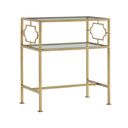 Grifton - Rectangular Glass Accent Table - Antique Gold