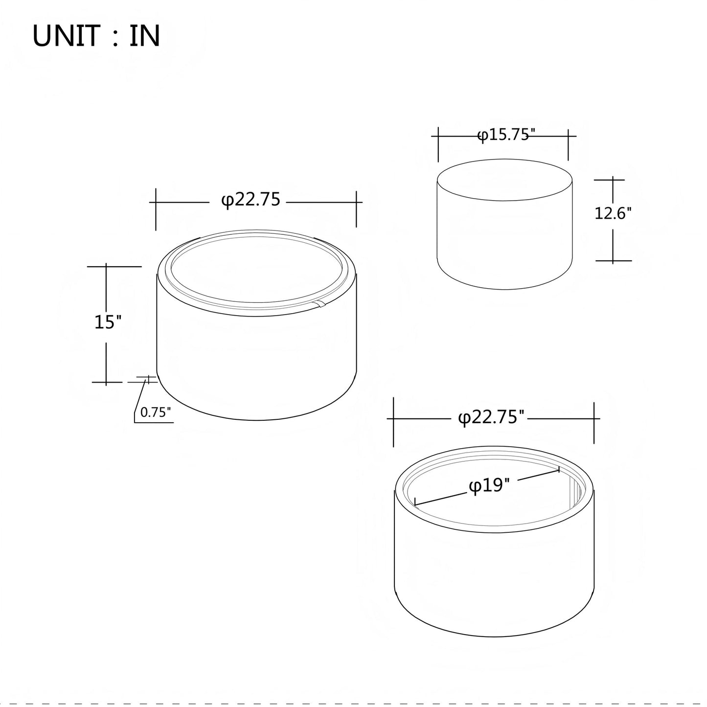 Nesting Ottomans, Round Coffee Table & Bench With Tray (Set of 2)