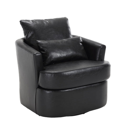 Modern Barrel Comfy Round Accent Sofa Chair, 360 Degree Swivel