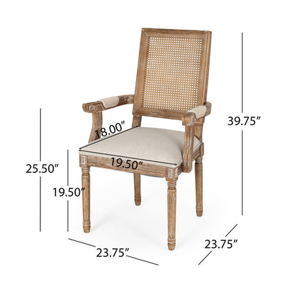 Elegant French Country Style Dining Chair With Cane Backrest