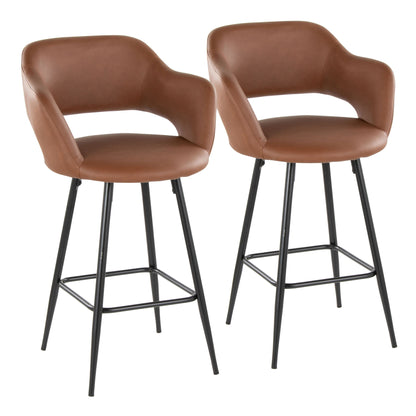 Margarite - Contemporary Fixed Height Counter Stool With Square Footrest (Set of 2)