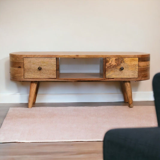 Mini Rounded Entertainment Unit - Oak