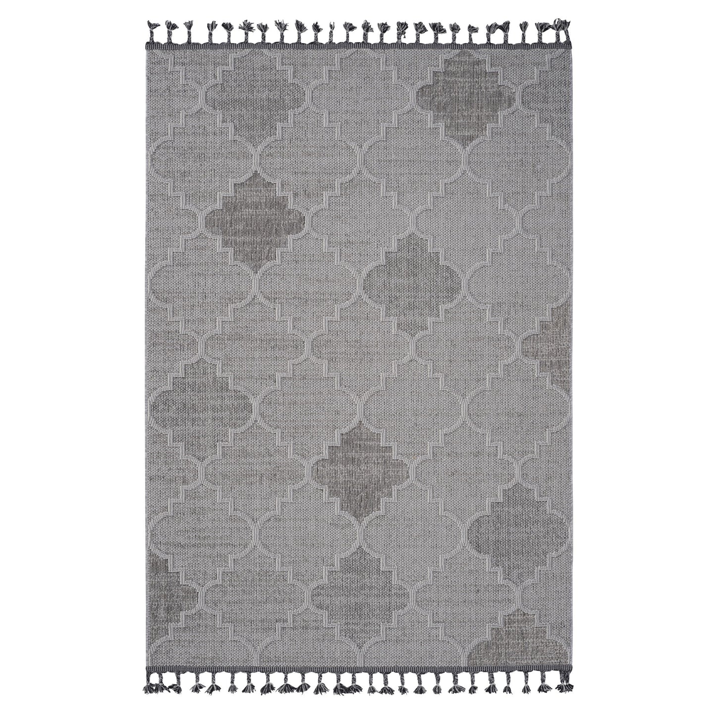 Guros - 6' X 9' Trellis Indoor / Outdoor Area Rug - White / Gray