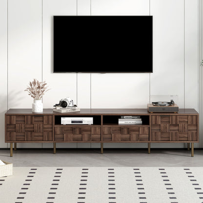 Mid Century TV Stand With 2 Drawers, Media Console Table For Tvs Up To 85'', Entertainment Center With Storage For Living Room - Dark Brown