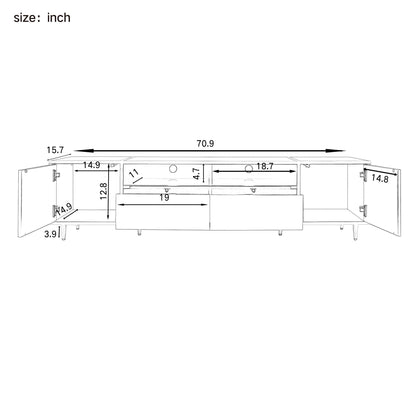 TV Stand For TVs Up To 80", Entertainment Center With 2 Shelves And LED Lights