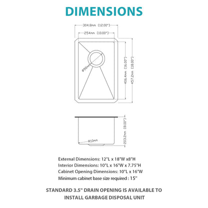 Undermount Steel Kitchen Sink, Deep Single Bowl Basin