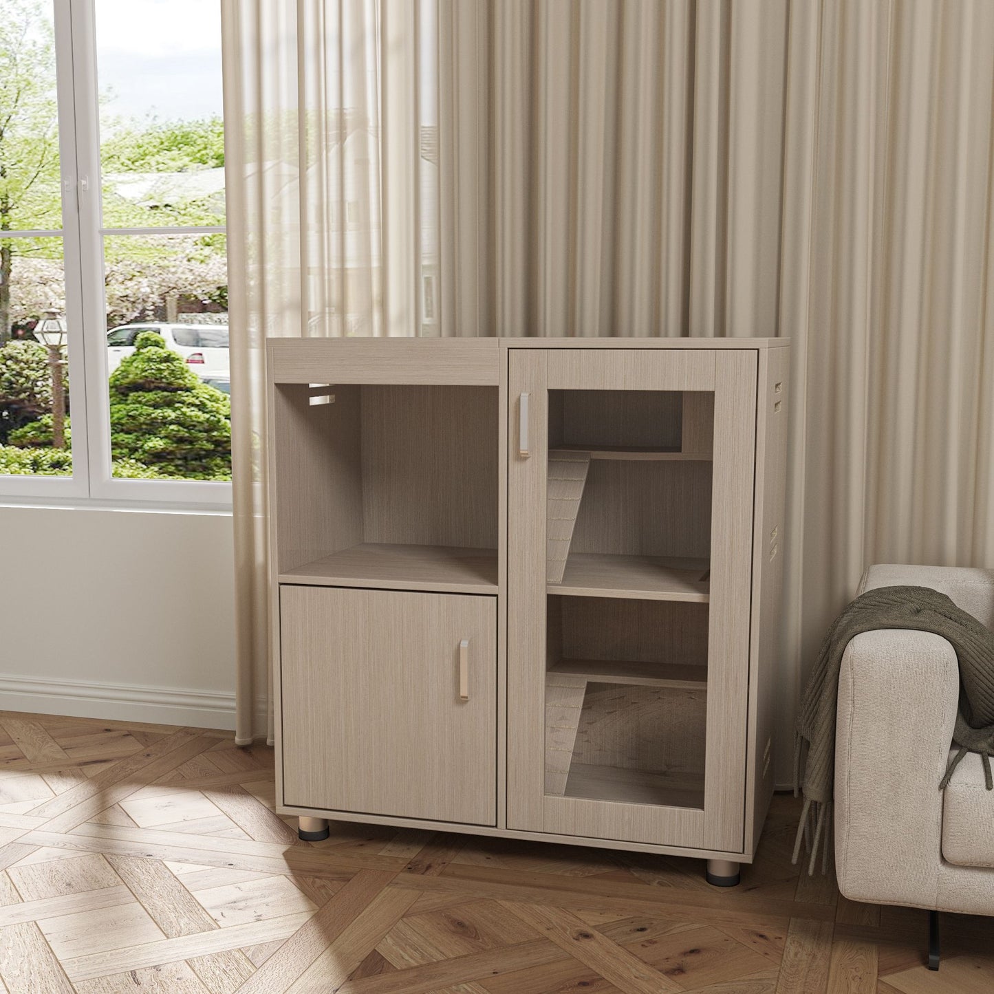 4 Tier Hamster Cage With Acrylic Windows And Storage Cabinet