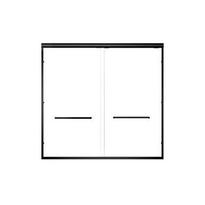 Aluminum Frame Double Double Soft Close Shower Door, Tempered Glass And Dual Stainless Steel Handles