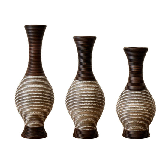 Desktop Vase, Classic And Neat Floor Vase, High Independent Flower Stand, Home Decoration Flower Stand (Set of 3) - Brown White