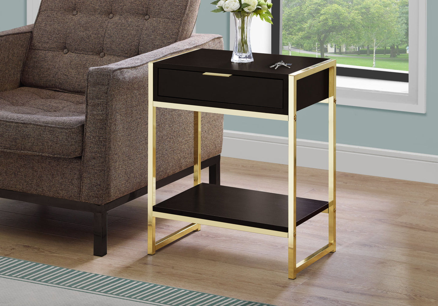 Accent Side Table, Storage Drawer, Spacious Tabletop