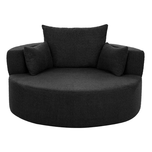 360 Degree Swivel Accent Barrel Chair With Removable Pillows - Black