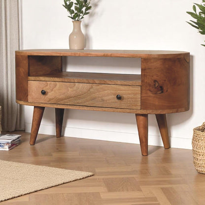 Mini Rounded Entertainment Unit - Oak