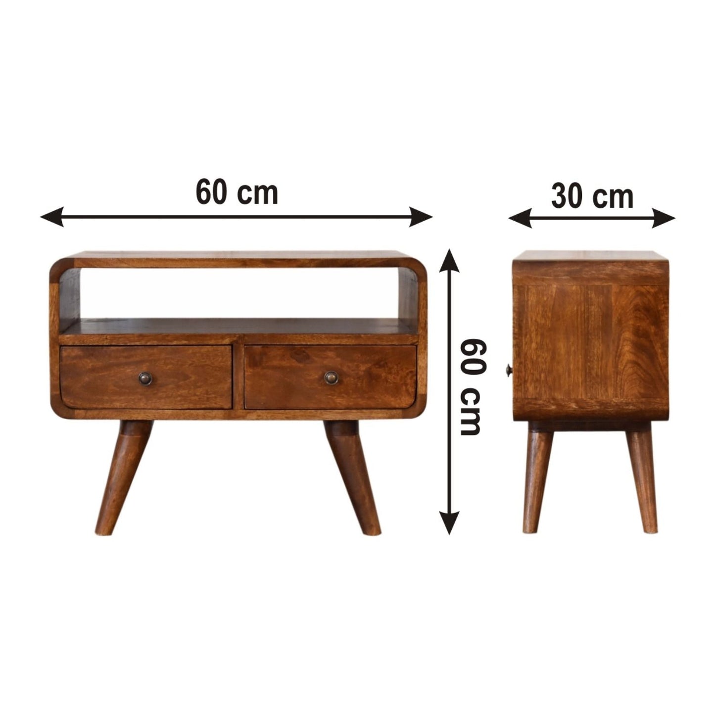 Solid Wood Curved Media Unit