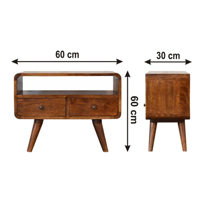 Solid Wood Curved Media Unit