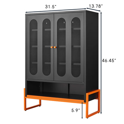 Modern Metal Shoe Cabinet With DoublebSided Mesh Doors And Adjustable Partitions