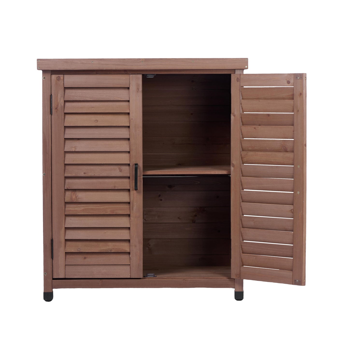 Potting Bench With Storage Cabinet And Metal Table Top For Outdoor