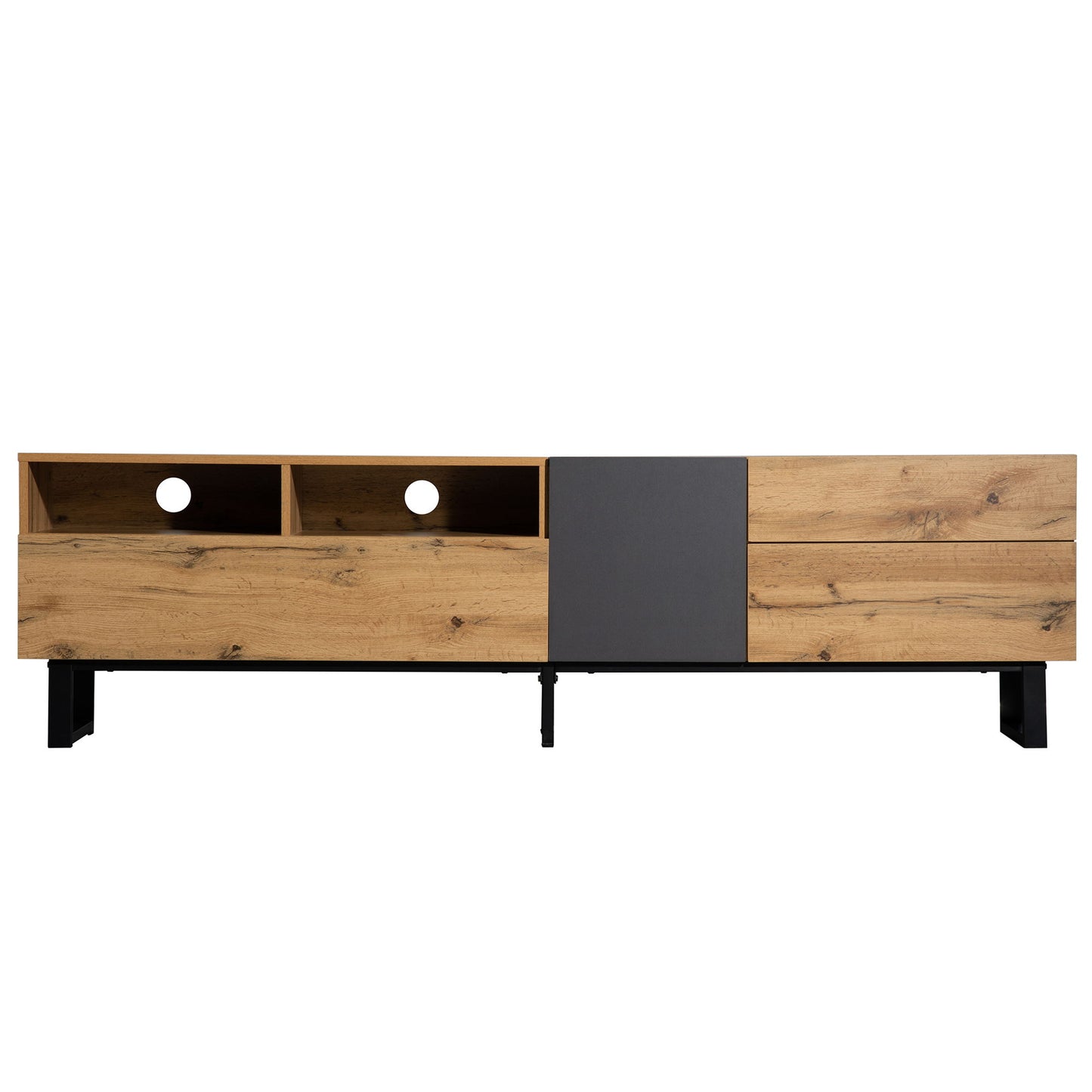 TV Stand For 80'' TV With Double Storage Space, Media Console Table With Drop Down Door
