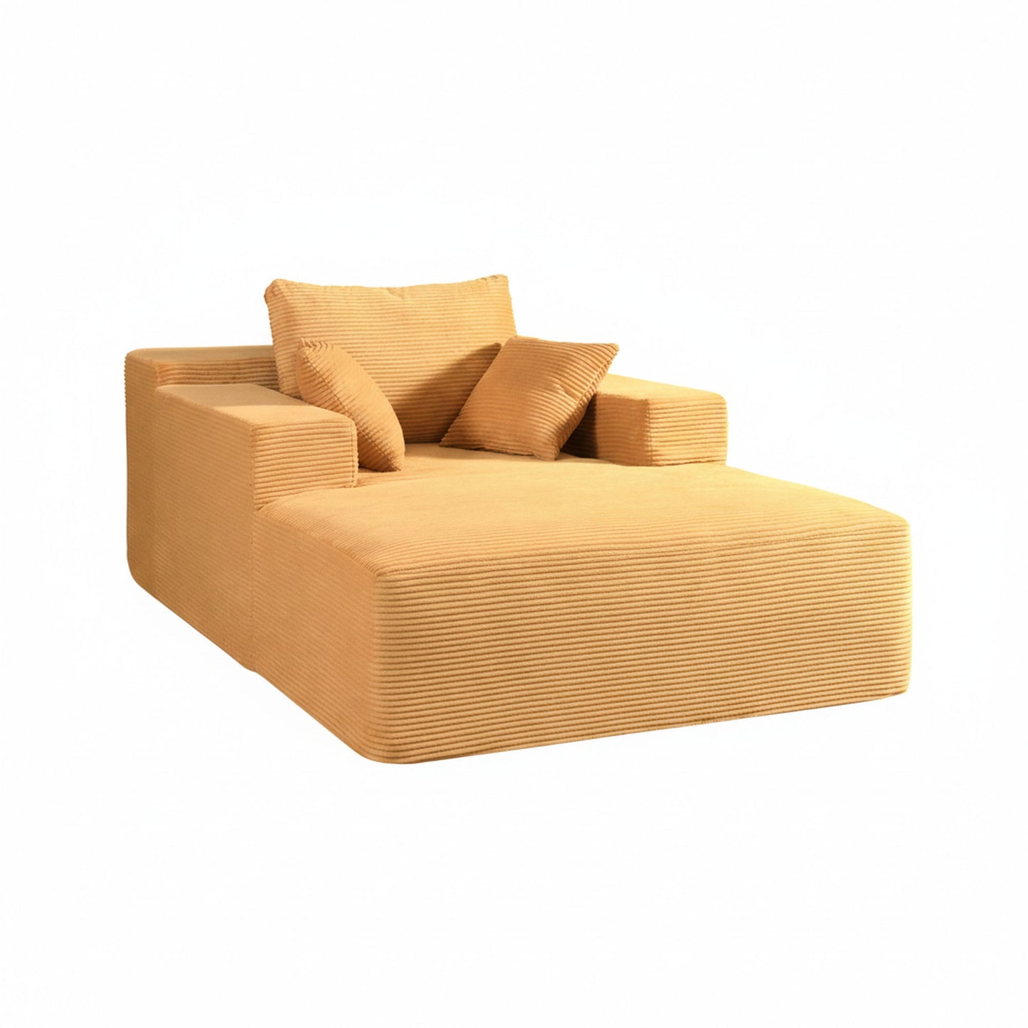 Convertible Chaise Lounge Chair With Wide Armrest & Throw Pillows