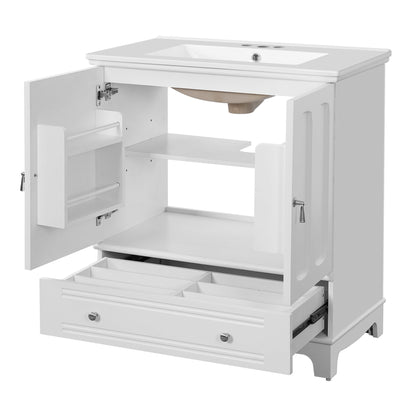 Bathroom Vanity With Sink, Cabinet With Adjustable Shelf And Drawer Divider