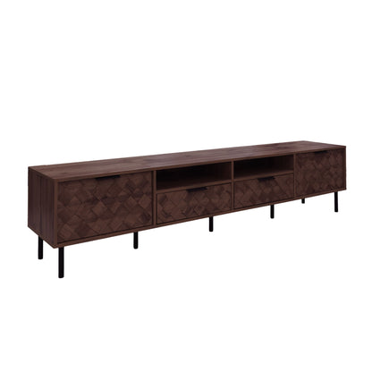 TV Stand For TVs Up To 85" With Closed Storage, Soft Closing Hinges, Living Room Entertainment Center - Walnut