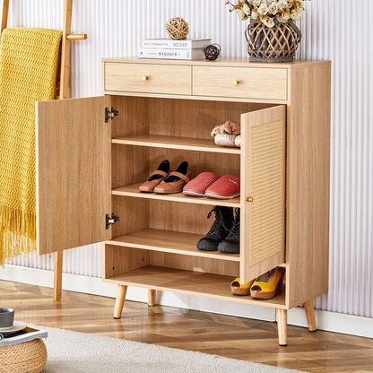 Modern Minimalist Rattan Shoe Cabinet, Elegant Storage Solution