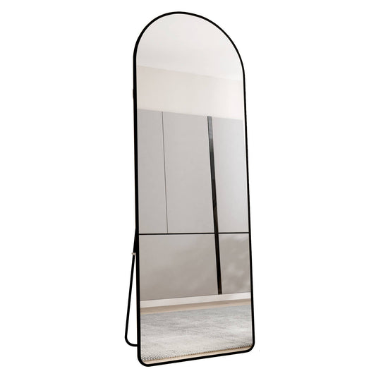 Modern Arched Aluminum Alloy Full Length Mirror For Bathroom Makeup And Bedroom - Black
