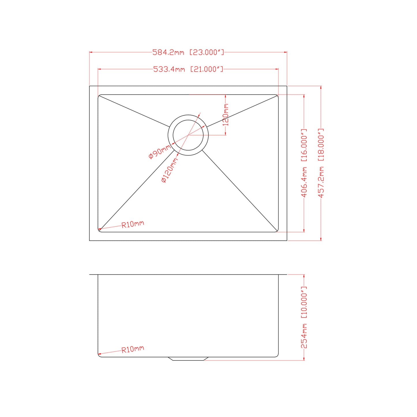 Undermount Steel Kitchen Sink, Deep Single Bowl Basin