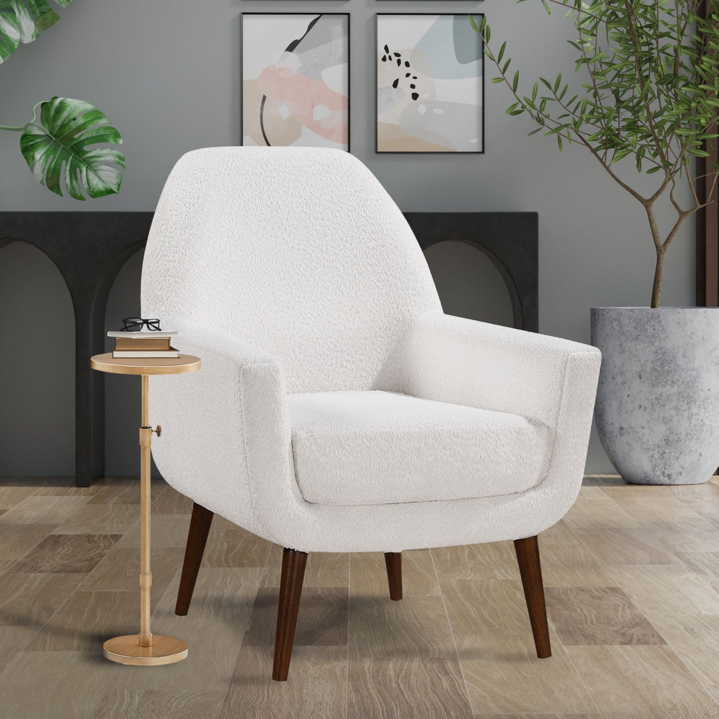 Morven - Adjustable Height Accent Table With Round Metal Top And Pedestal Base - Antique Brass