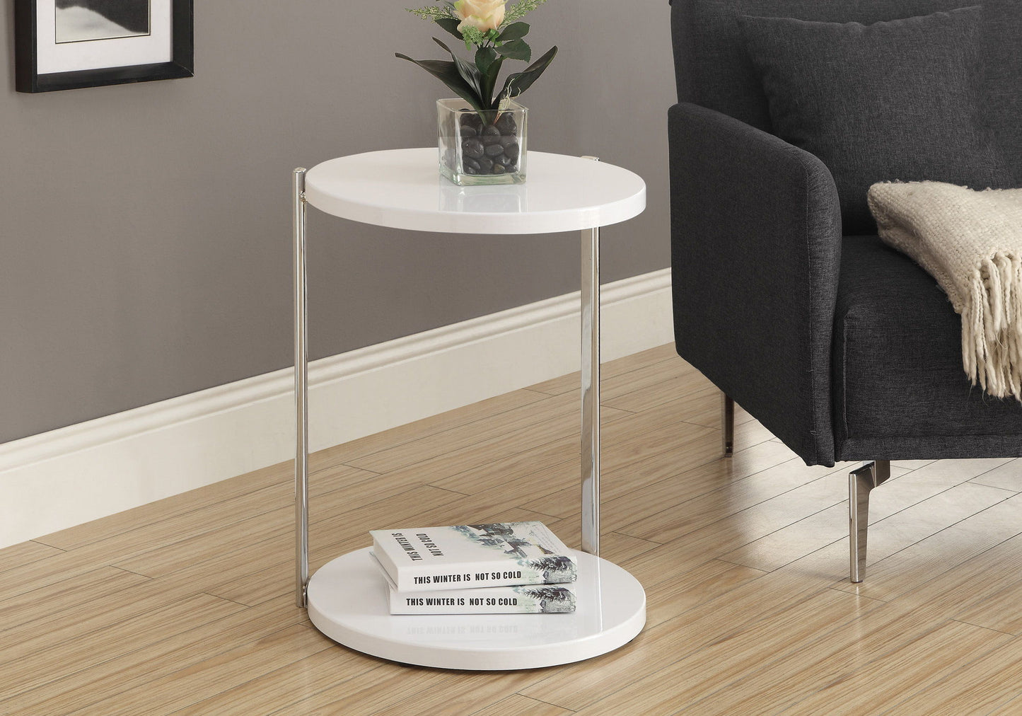 Accent Table Round For Living Room - White