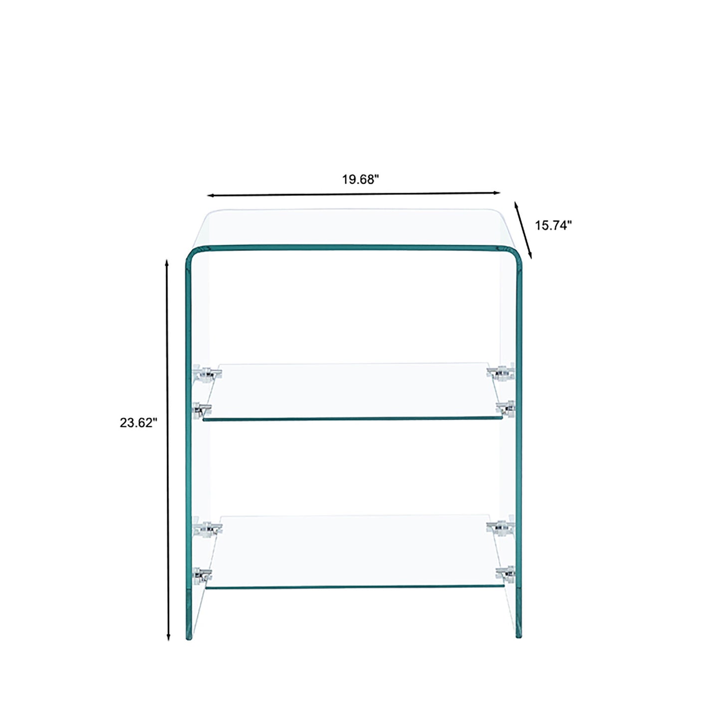 Tempered Clear Bent Glass Side Table Sofa Table, Multi Purpose Use, Premium Tempered Glass - Transparent