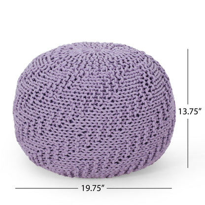Bordeaux - Knitted Cotton Round Pouf Ottoman