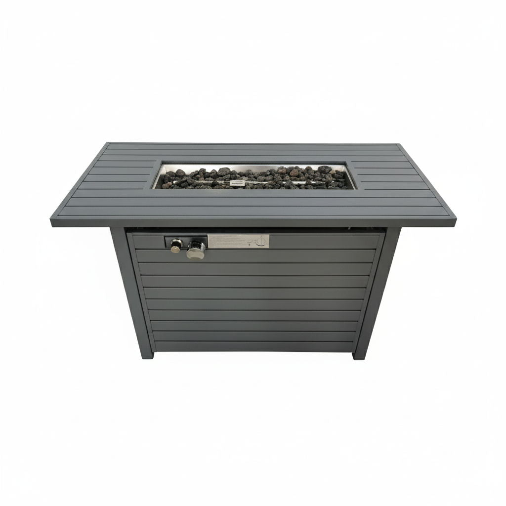 Propane Outdoor Fire Pit Table With Lid High-Quality Materials - Gray