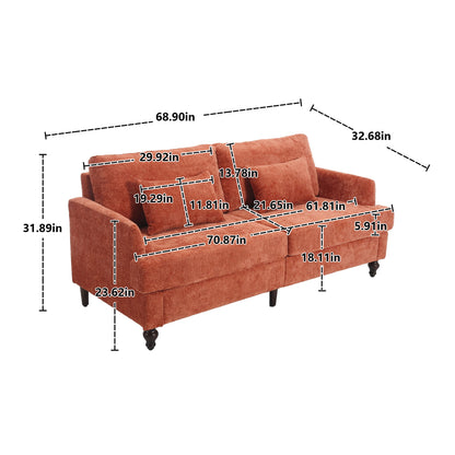 Mid Century Modern Chenille Fabric Loveseat Sofa, 2 Seat Upholstered Couch
