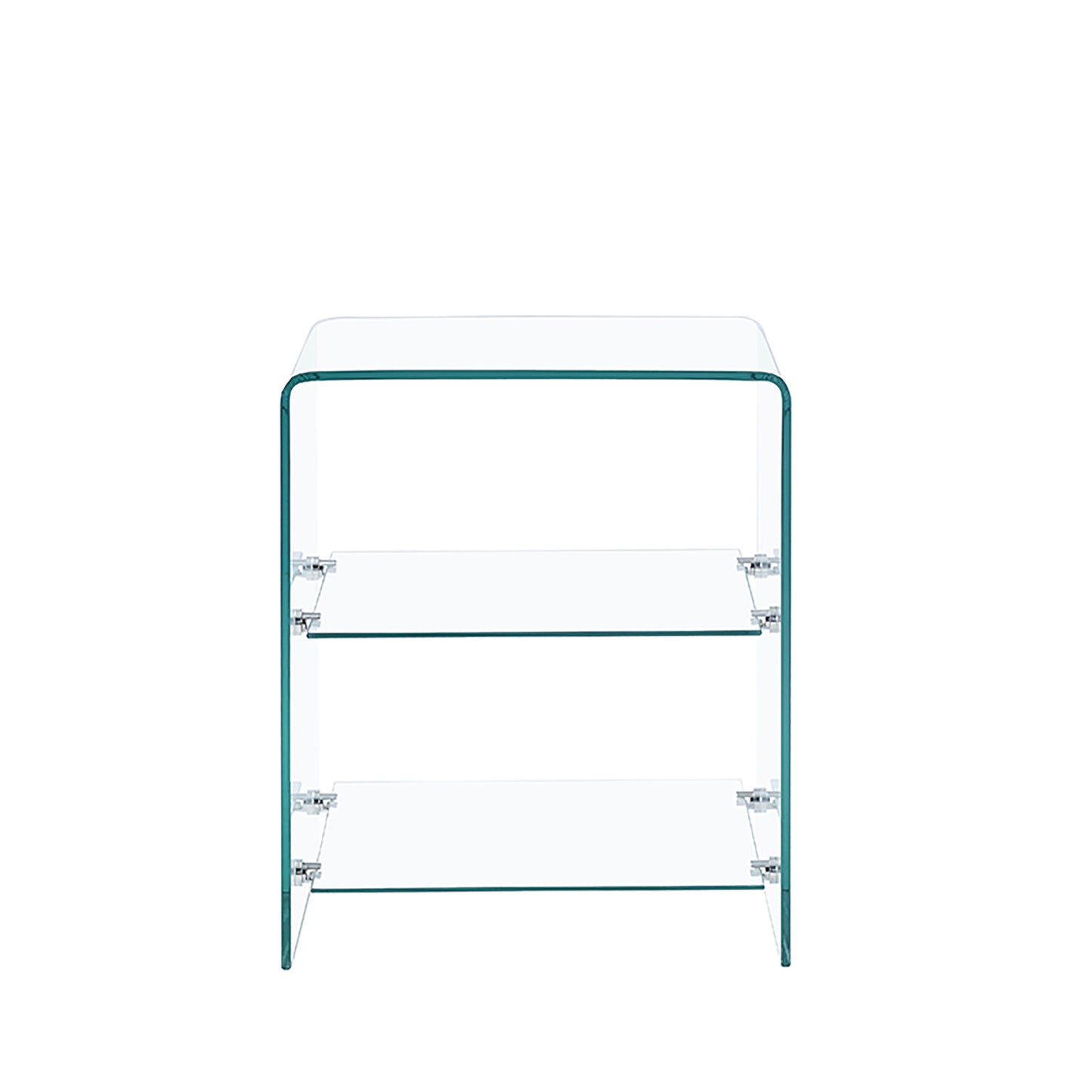 Tempered Clear Bent Glass Side Table Sofa Table, Multi Purpose Use, Premium Tempered Glass - Transparent