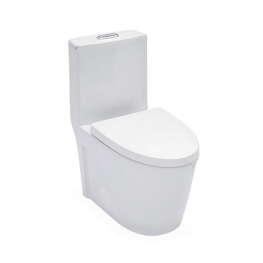 1 Piece Toilet For Bathroom, Dual Flush 1.24 / 1.6 Gpf, Soft Closing Seat - White