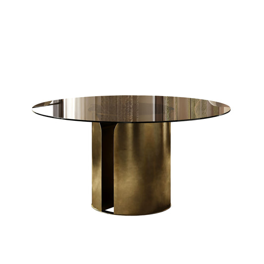 Modern Round Dining Table Set With Glass Top And Steel Legs