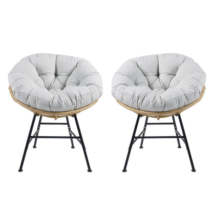 Palos - Outdoor Wicker Lounge Chair (Set of 2) - Brown / Light Gray