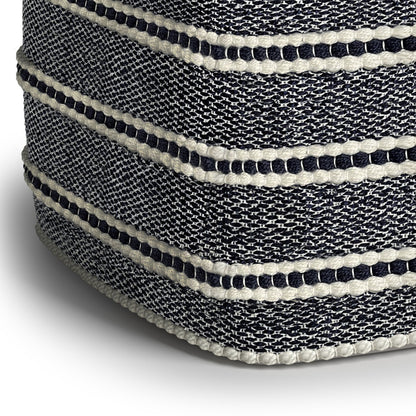 Corrie - Square Outdoor / Indoor Pouf - Navy / White