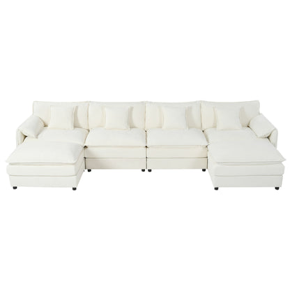 Modern Comfy Deep Seat Modular Sectional Sofa Cloud Couch With Ottoman