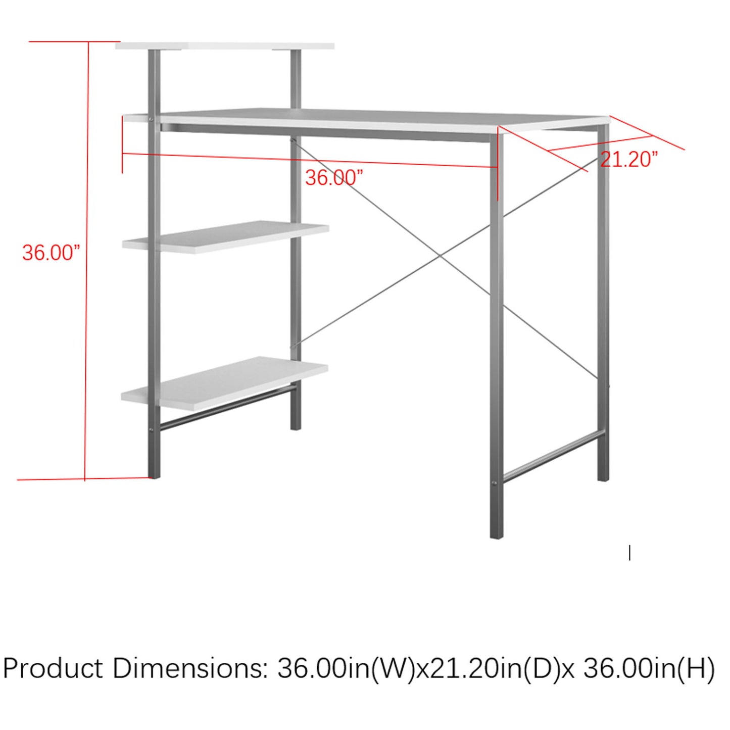 Side Storage Student Desk - White