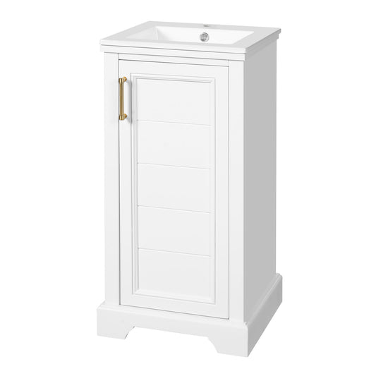 Bathroom Vanity With Sink, Soft Close Door, Adjustable Shelf, Freestanding Single Unit - White