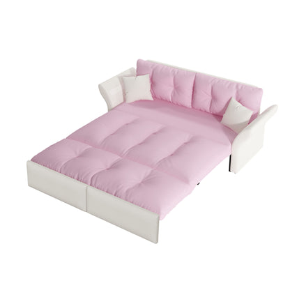 Queen Pull Out Sofa Bed, 3 In 1 Convertible Sleeper Tufted With 2 Soft Pillows