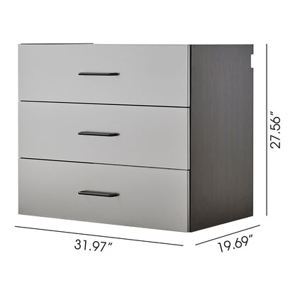 Astro Series - Metal Wall Mounted Base Drawer Storage Cabinet With Soft Closing Features - Metallic Gray
