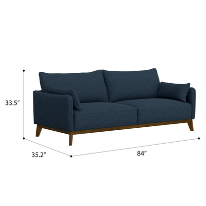 Sofa Wide With Attached Legs - Blue