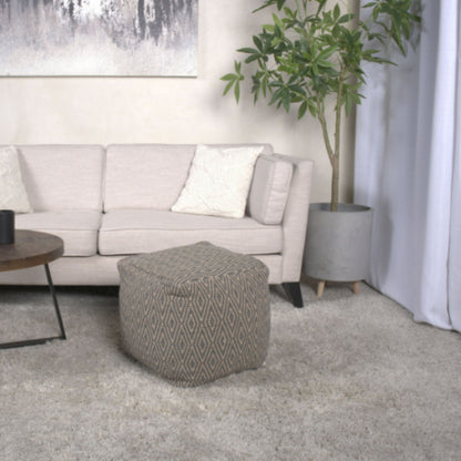 Amuleto - Hand Loomed Cotton Pouf - Dark Gray / Brown