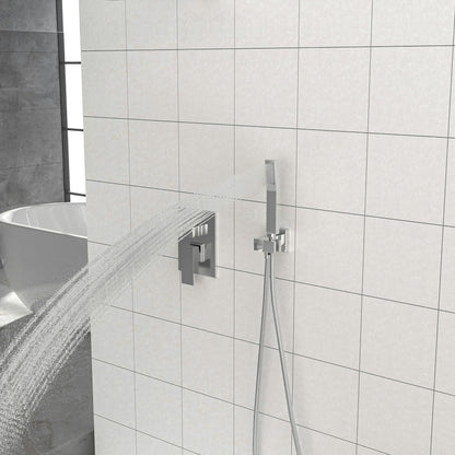 10" Square Dual Shower Head System Wall Mounted With Rough In Valve Modern Bathroom Fixture