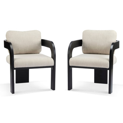 Dining Chairs With Pillow Back (Set of 2) - Beige / Black