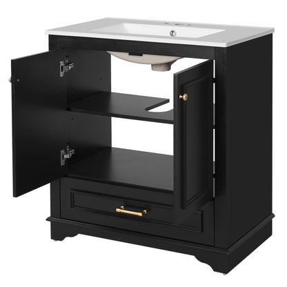 Bathroom Vanity With Sink, Cabinet & 2 Soft Closing Doors & Adjustable Shelf